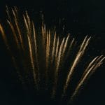 golden streams of fireworks against a black sky